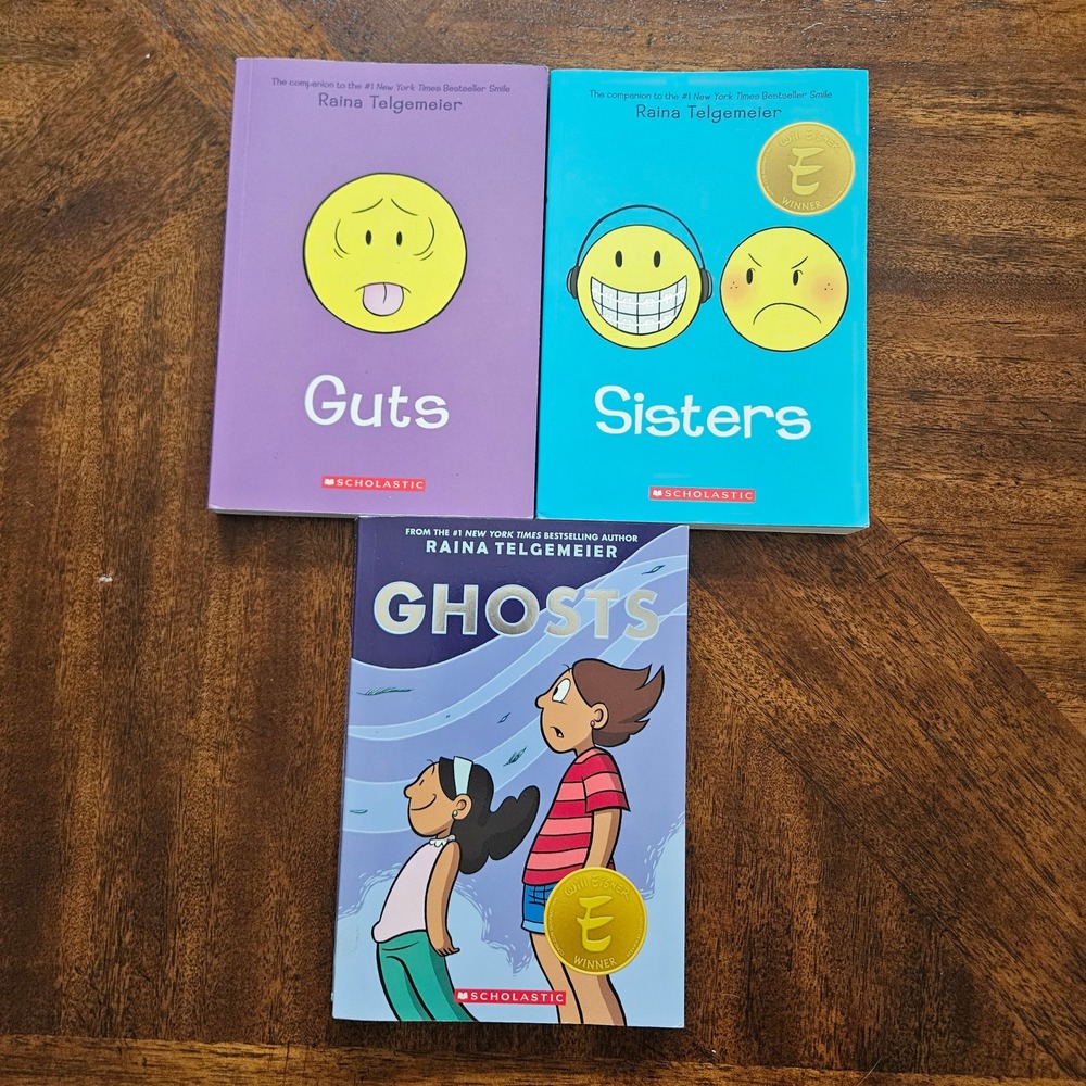 Raina Telgemeier Graphic Novel Lot Guts Sisters Ghosts Scholastic Paperback Set